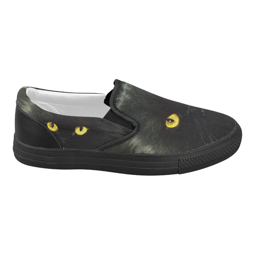 Black Cat Women's Slip-on Canvas Shoes (Model 019)