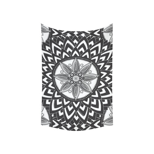 Black and white mandala Cotton Linen Wall Tapestry 60"x 40"