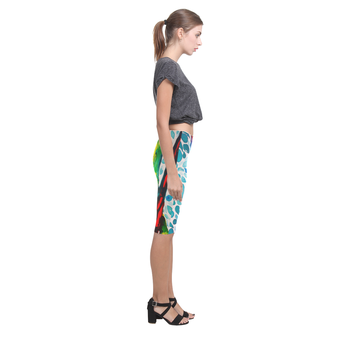 Rainbow Eucalyptus Graffiti artist tree Hestia Cropped Leggings (Model L03)