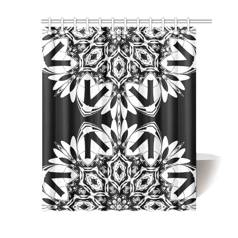Half black and white Mandala Shower Curtain 60"x72"