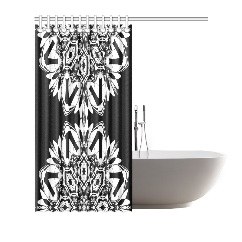 Half black and white Mandala Shower Curtain 72"x72"