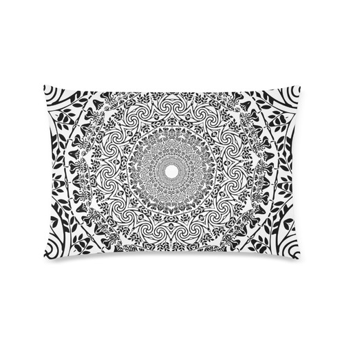 Deep black and white  mandala Custom Zippered Pillow Case 16"x24"(Twin Sides)
