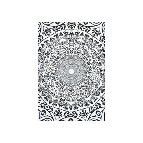 Deep black and white  mandala Cotton Linen Wall Tapestry 40"x 60"