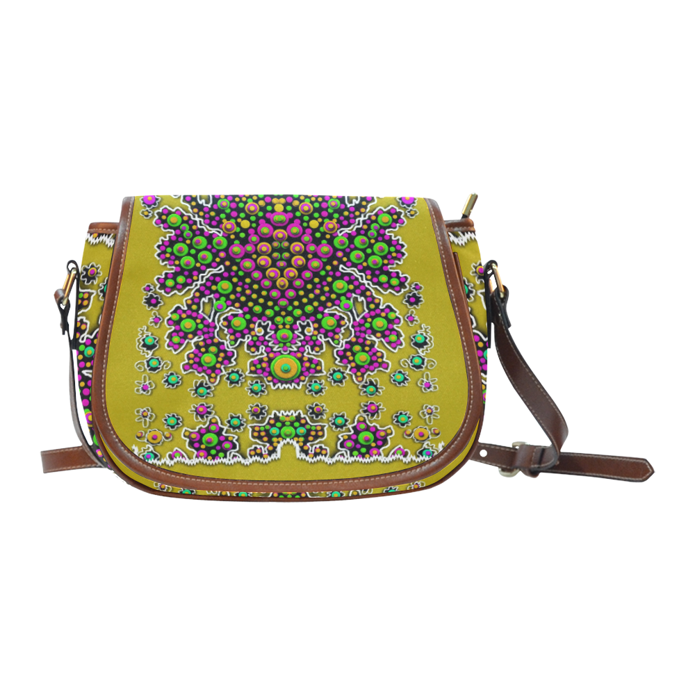 Fantasy flower peacock Mermaid with  pop art Saddle Bag/Small (Model 1649) Full Customization