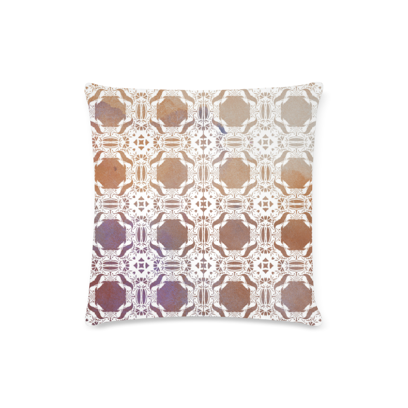 White  and gold watercolor mosaic mandala Custom Zippered Pillow Case 16"x16"(Twin Sides)