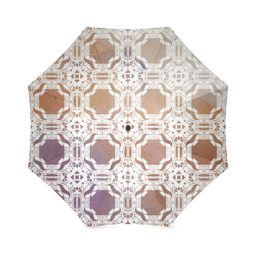 White  and gold watercolor mosaic mandala Foldable Umbrella (Model U01)