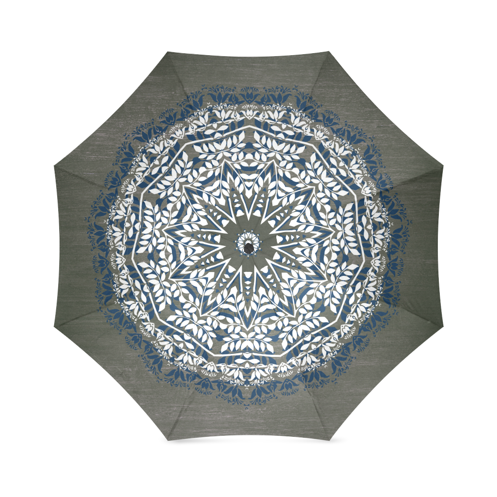 Blue, grey and white mandala Foldable Umbrella (Model U01)