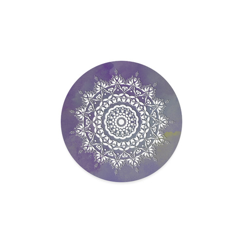Floral watercolor Violet and white mandala Round Coaster