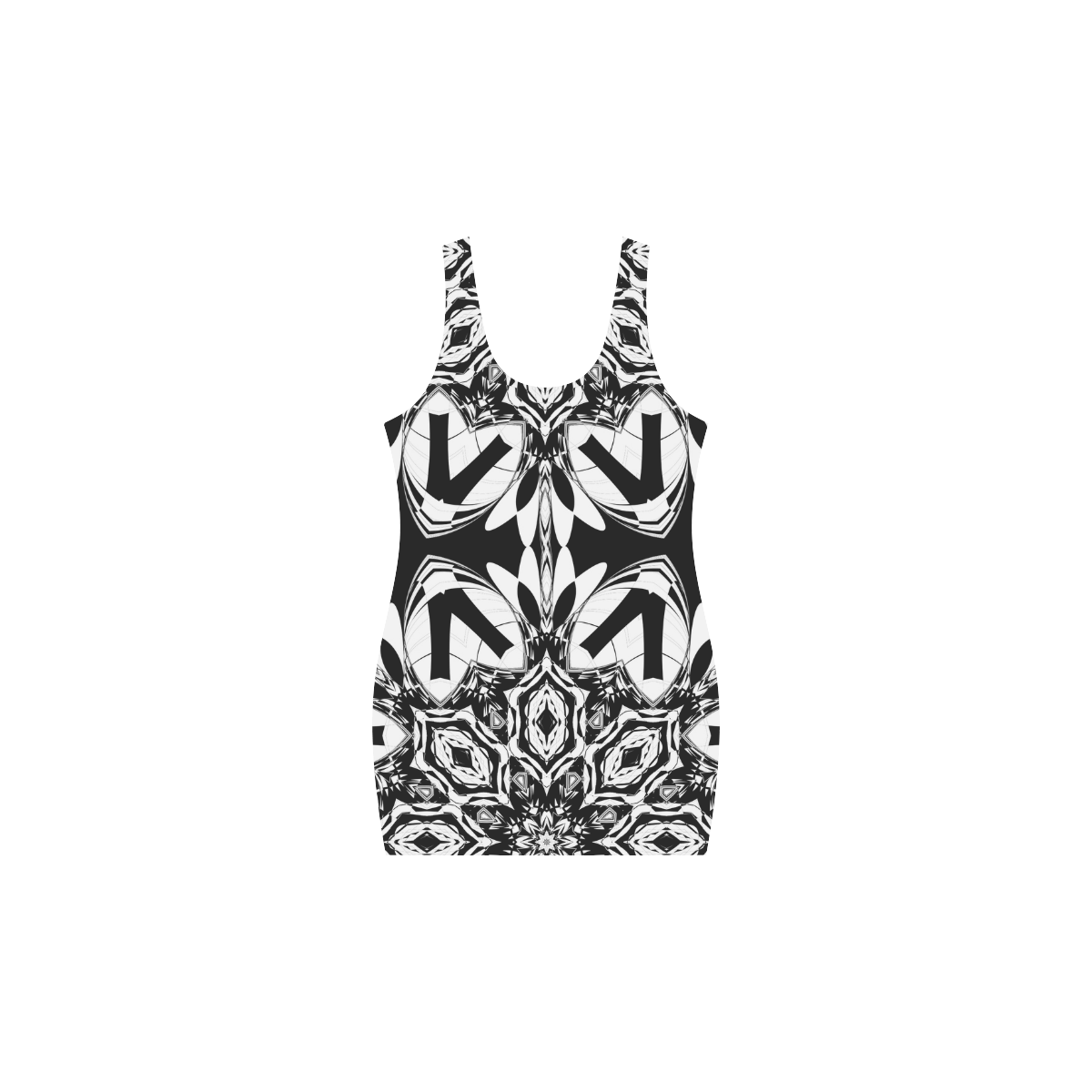 Half black and white Mandala Medea Vest Dress (Model D06)