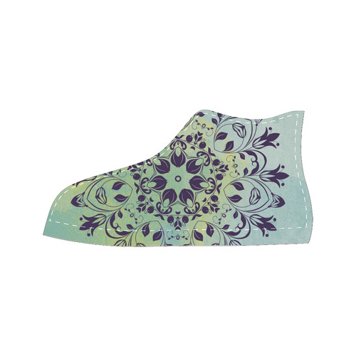 Flourish purple and blue watercolor mandala Women's Classic High Top Canvas Shoes (Model 017)