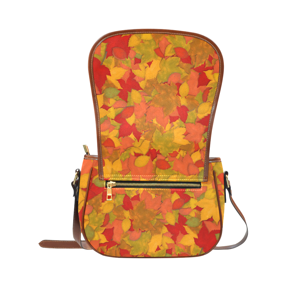 Abstract Autumn Leaf Pattern by ArtformDesigns Saddle Bag/Large (Model 1649)
