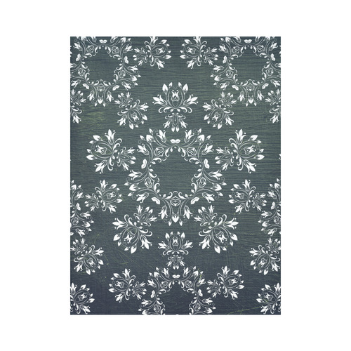 White and gray Flourish ornament mandala design Cotton Linen Wall Tapestry 60"x 80"