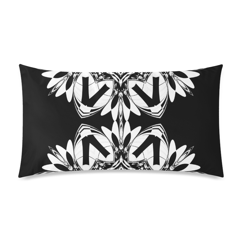 Half black and white Mandala Rectangle Pillow Case 20"x36"(Twin Sides)