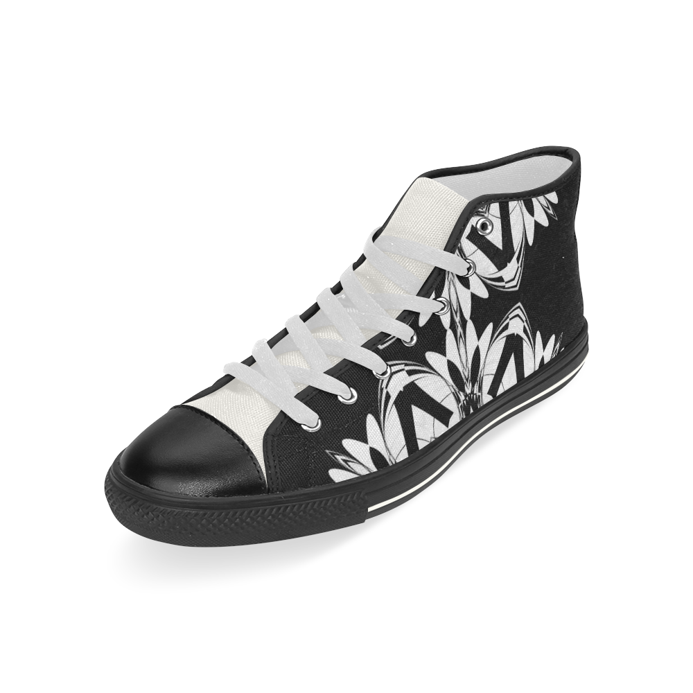 Half black and white Mandala Men’s Classic High Top Canvas Shoes (Model 017)