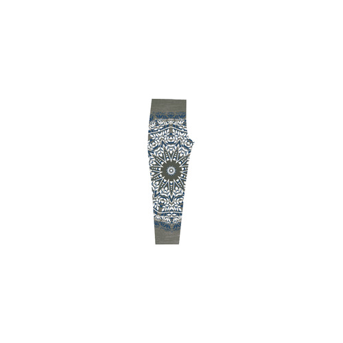 Blue, grey and white mandala Capri Legging (Model L02)