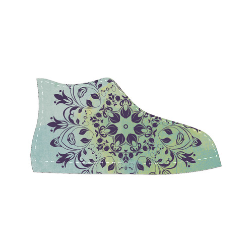 Flourish purple and blue watercolor mandala Women's Classic High Top Canvas Shoes (Model 017)