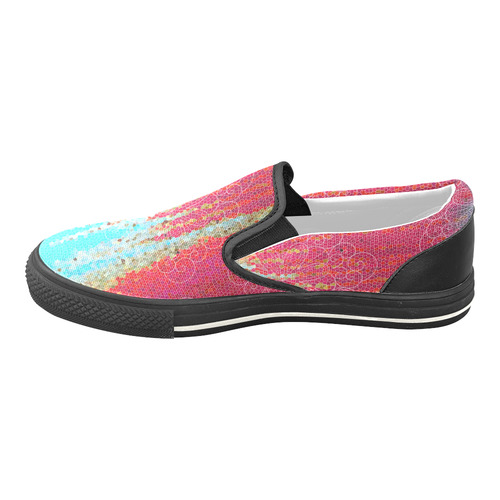 Abstract in Pink & Blue with Mandala by ArtformDesigns Women's Unusual Slip-on Canvas Shoes (Model 019)