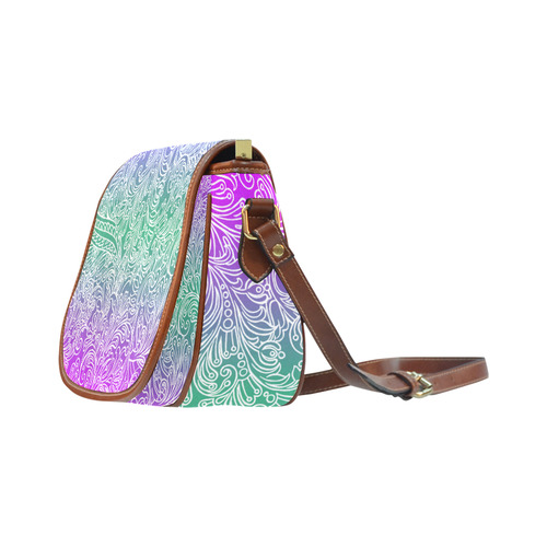 Turple Ombre Paisley Saddle Bag/Small (Model 1649) Full Customization