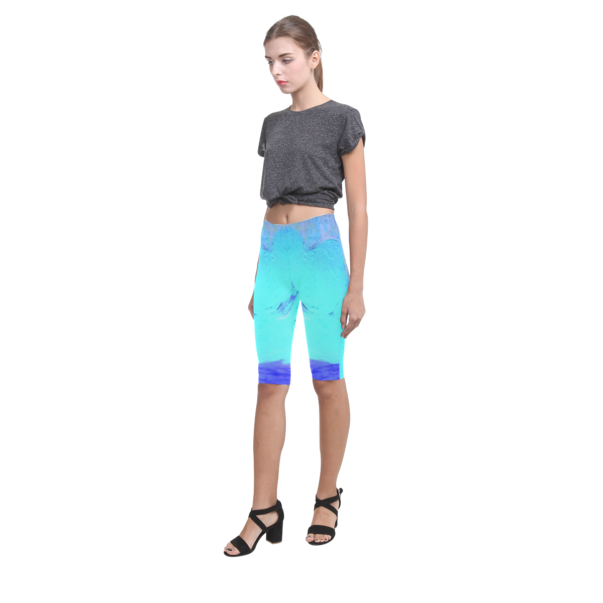 Abstract in Nature ICE BLUE Hestia Cropped Leggings (Model L03)