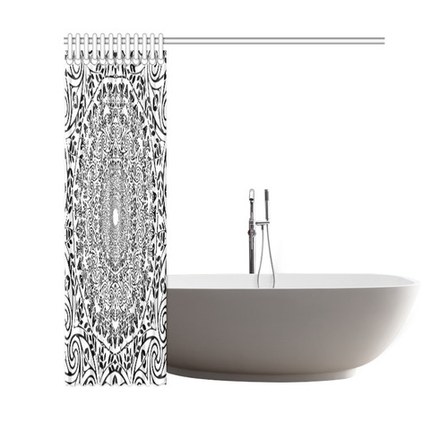 Deep black and white  mandala Shower Curtain 69"x70"