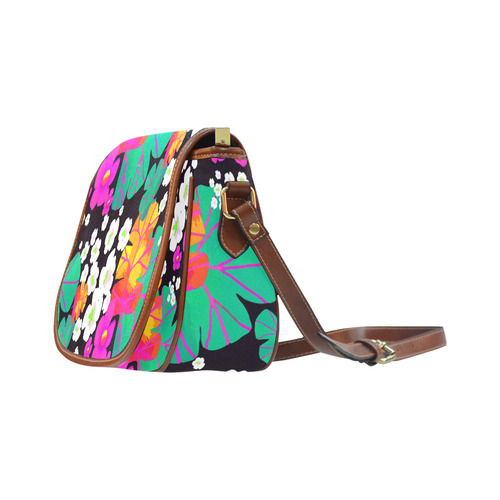 Japanese Colorful Floral Pattern Saddle Bag/Large (Model 1649)