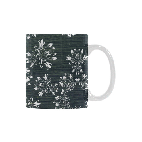 White and gray Flourish ornament mandala design White Mug(11OZ)