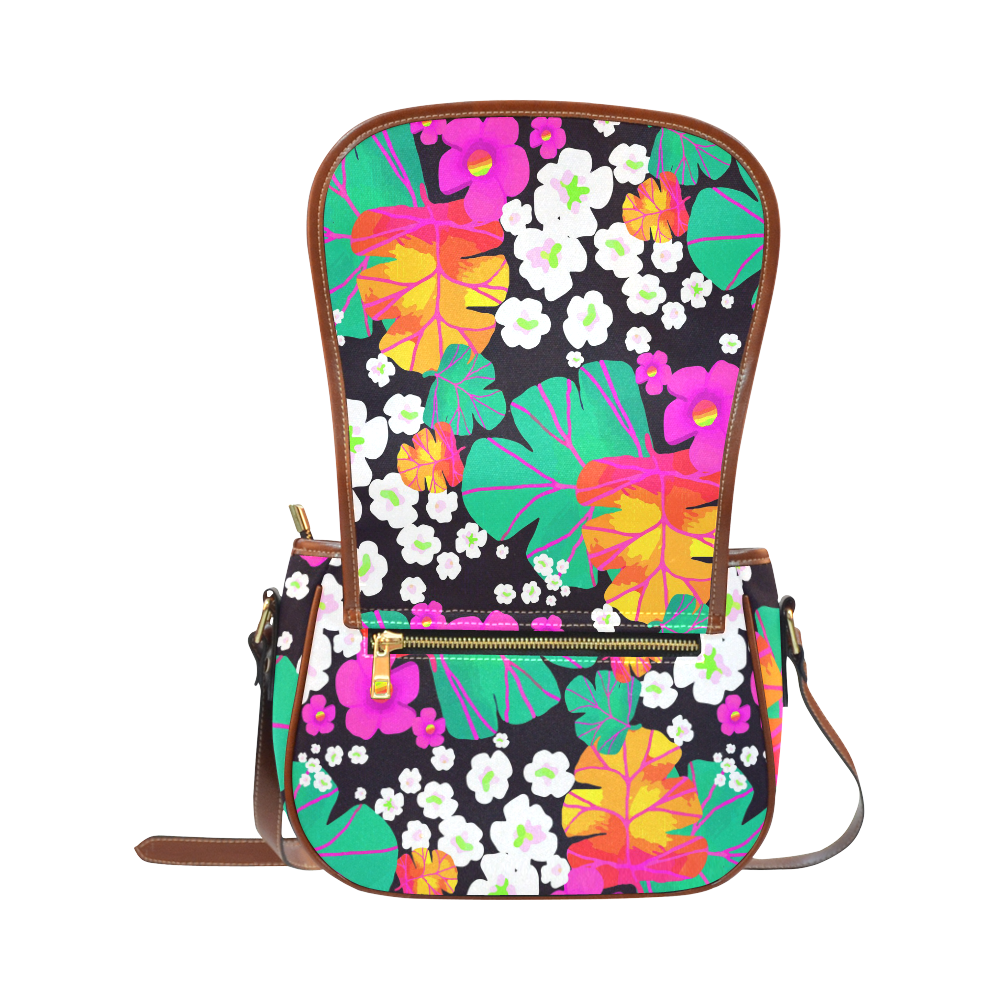 Japanese Colorful Floral Pattern Saddle Bag/Large (Model 1649)