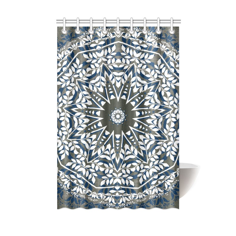 Blue, grey and white mandala Shower Curtain 48"x72"