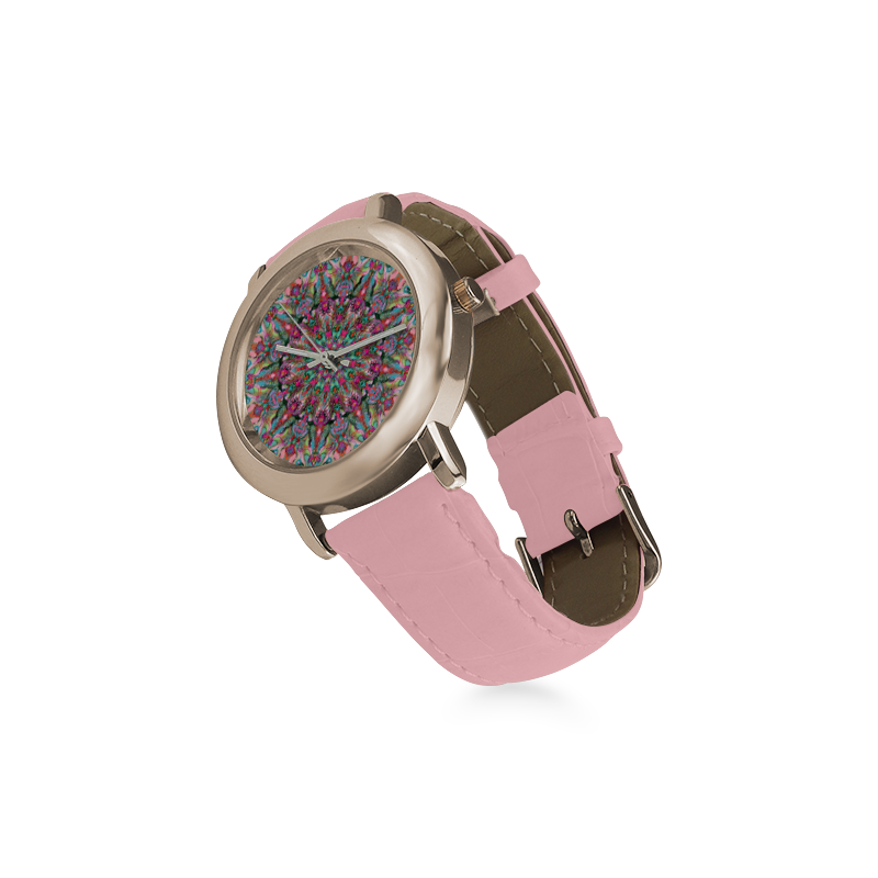 mandala 5 Women's Rose Gold Leather Strap Watch(Model 201)