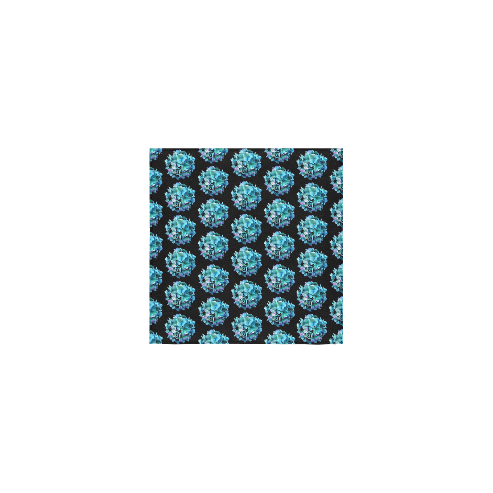 Green Blue Hydrangea Pattern Square Towel 13“x13”