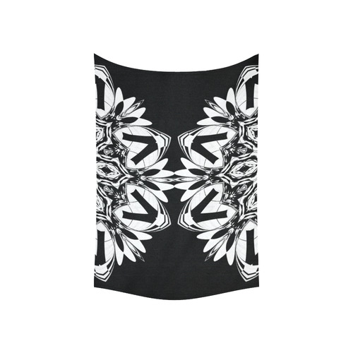 Half black and white Mandala Cotton Linen Wall Tapestry 60"x 40"