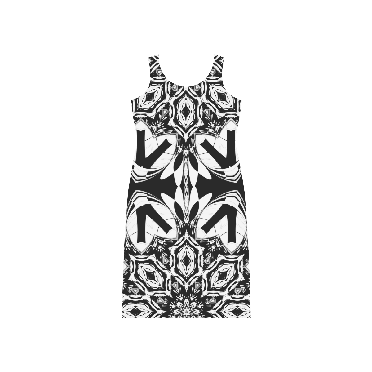 Half black and white Mandala Phaedra Sleeveless Open Fork Long Dress (Model D08)