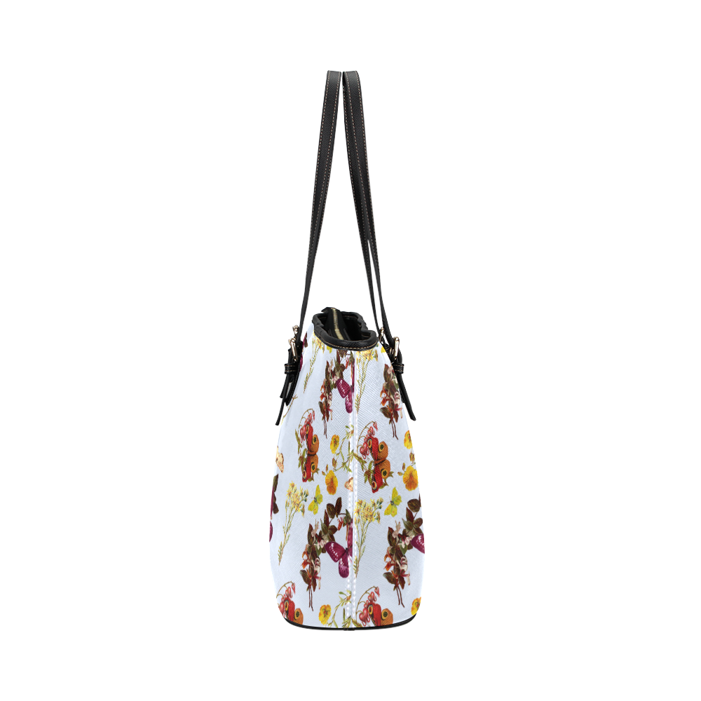 Butterflies pattern Leather Tote Bag/Small (Model 1651)