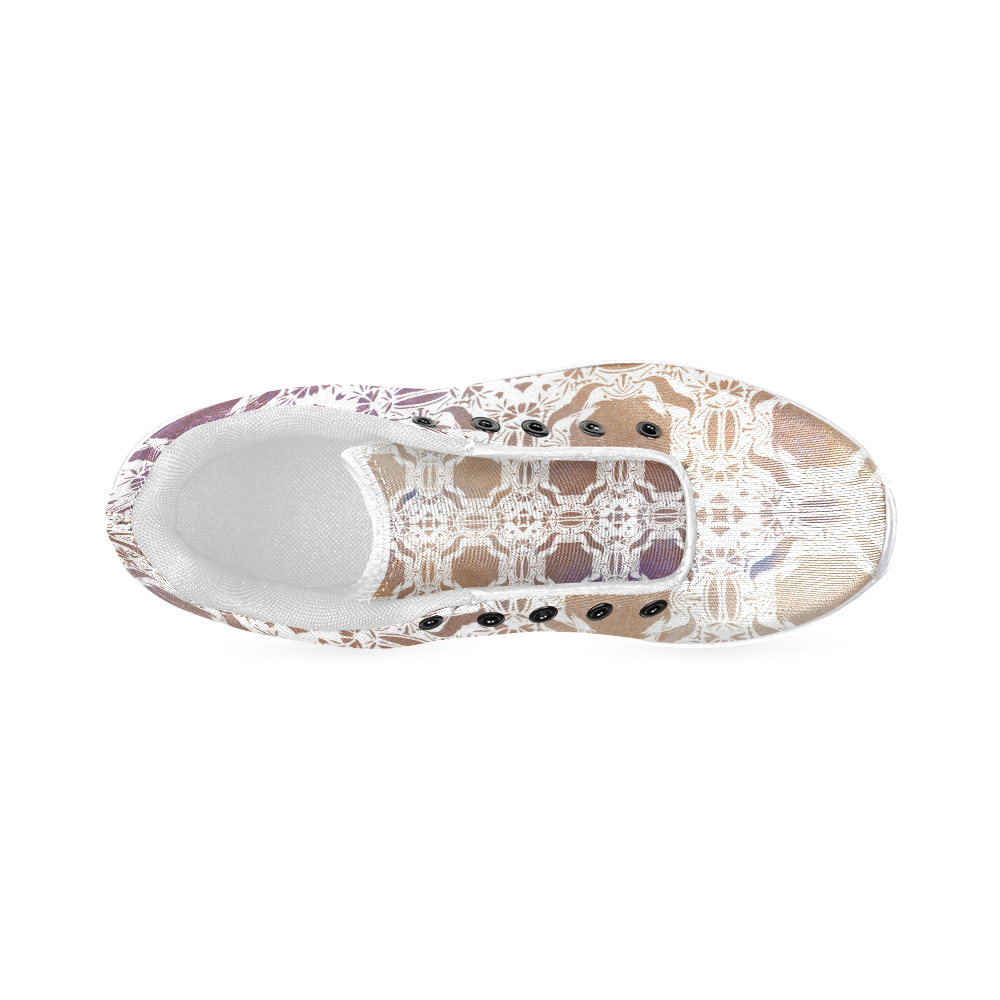 White  and gold watercolor mosaic mandala Women’s Running Shoes (Model 020)