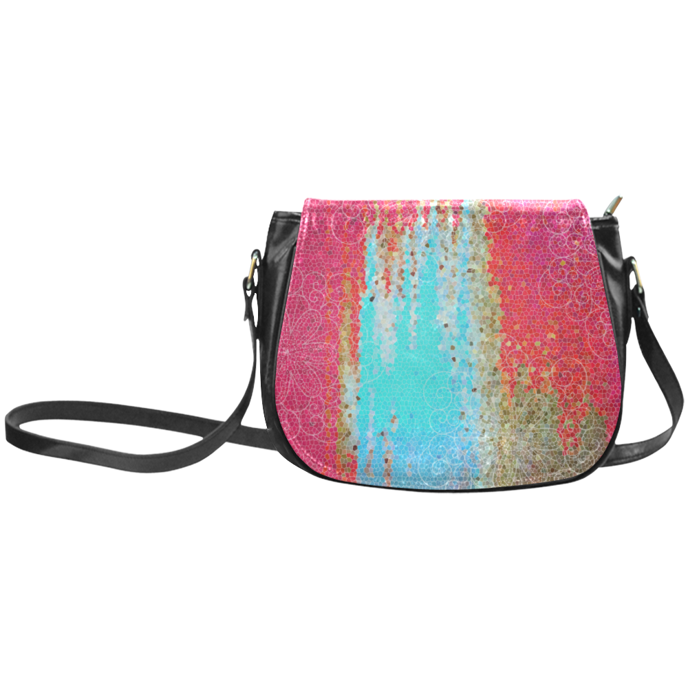 Abstract in Pink & Blue with Mandala by ArtformDesigns Classic Saddle Bag/Large (Model 1648)