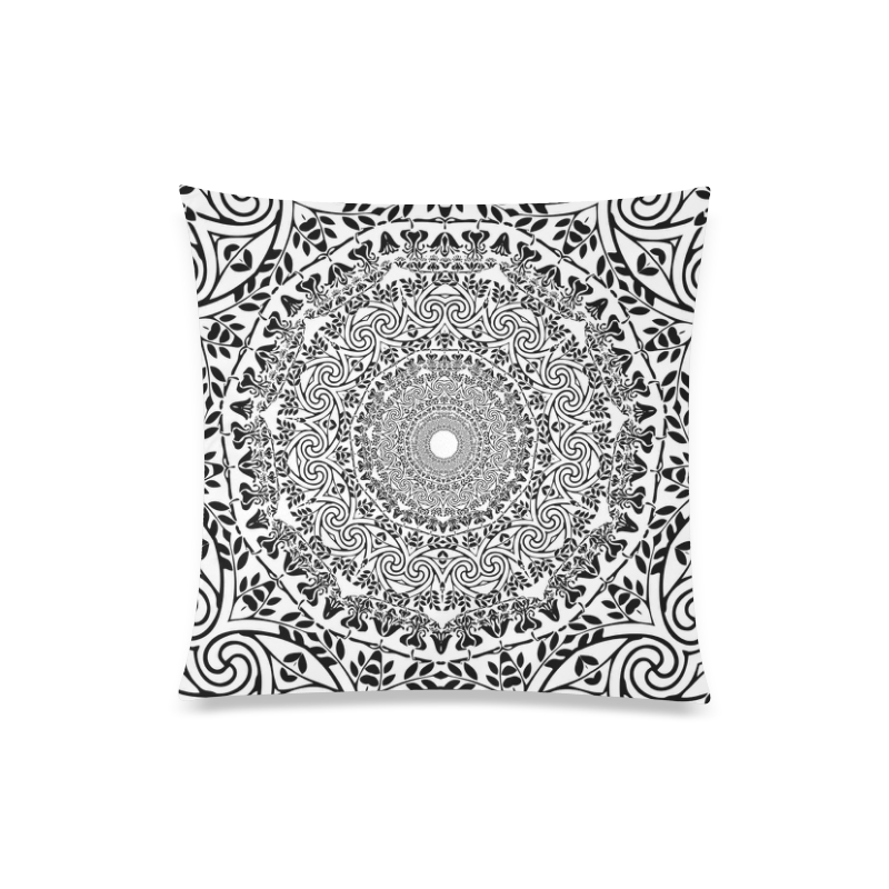 Deep black and white  mandala Custom Zippered Pillow Case 20"x20"(Twin Sides)