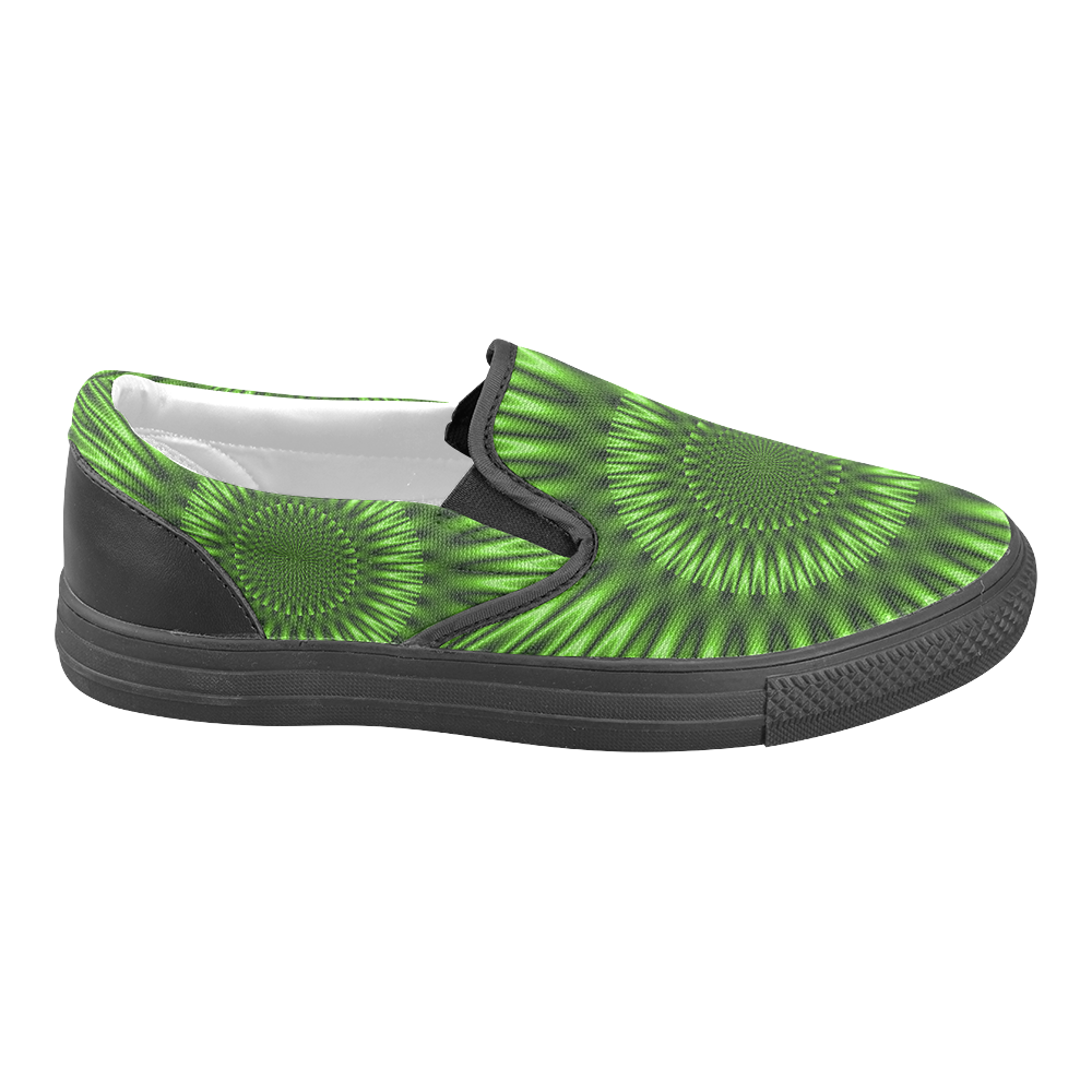 Green Lagoon Men's Unusual Slip-on Canvas Shoes (Model 019)