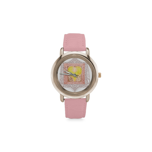 heart 4 Women's Rose Gold Leather Strap Watch(Model 201)