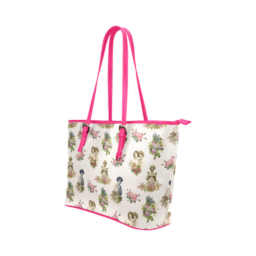 In love pattern Leather Tote Bag/Large (Model 1651)
