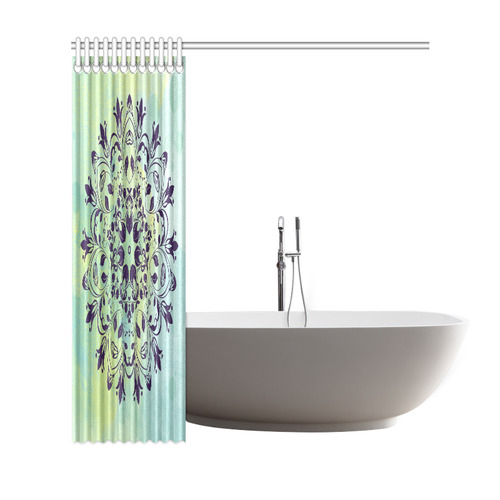 Flourish purple and blue watercolor mandala Shower Curtain 69"x72"