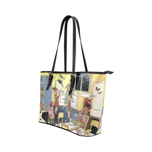 The dinner is ready Leather Tote Bag/Large (Model 1651)