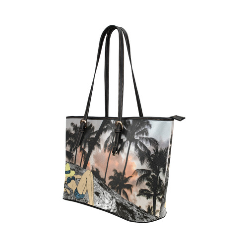 collage_on vacation_gloriasanchez1 Leather Tote Bag/Small (Model 1651)