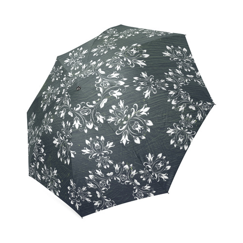 White and gray Flourish ornament mandala design Foldable Umbrella (Model U01)