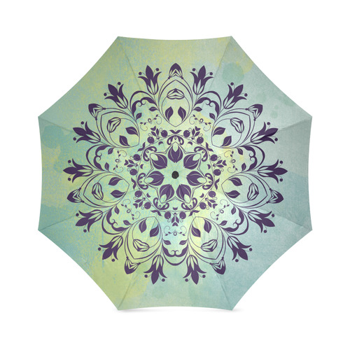 Flourish purple and blue watercolor mandala Foldable Umbrella (Model U01)