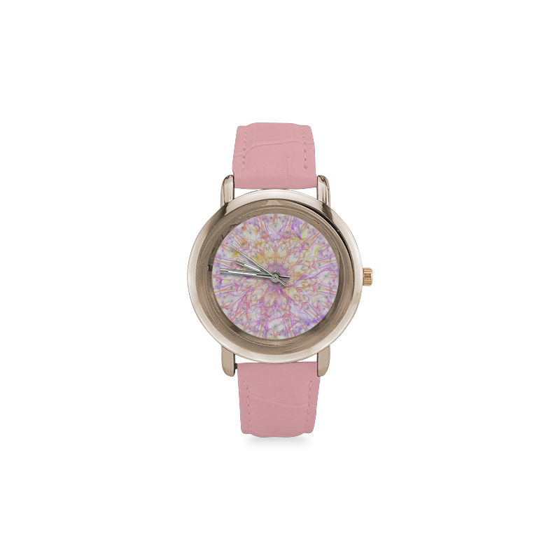 orchids 8 Women's Rose Gold Leather Strap Watch(Model 201)