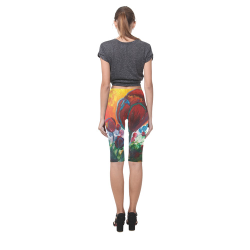 Blue High Tulips on Fire Hestia Cropped Leggings (Model L03)