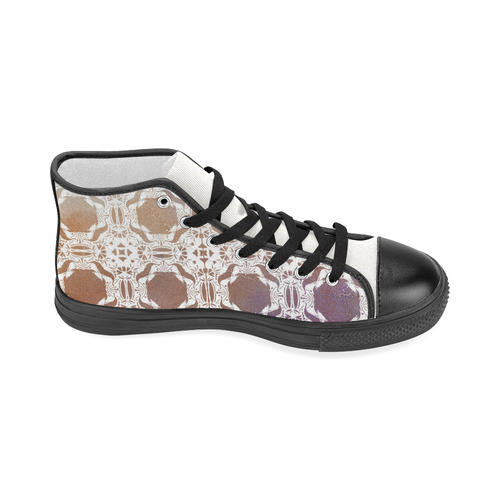 White  and gold watercolor mosaic mandala Women's Classic High Top Canvas Shoes (Model 017)