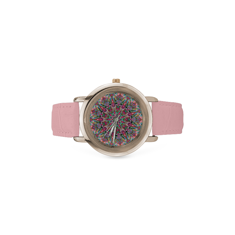 mandala 5 Women's Rose Gold Leather Strap Watch(Model 201)