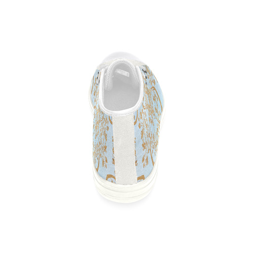 Gold and blue flourish ornament mandala Women's Classic High Top Canvas Shoes (Model 017)