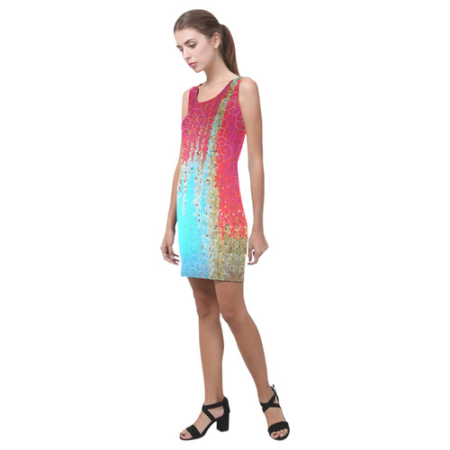 Abstract in Pink & Blue with Mandala by ArtformDesigns Medea Vest Dress (Model D06)